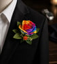Rainbow Rose Buttonhole - LGBTQ Pride Artificial Rainbow Wedding Boutonniere