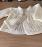 BABY MATINEE COAT HAND KNITTED IN CREAM PREMIUM ACRYLIC YARN 0-3 MONTHS