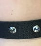Black Leather Choker with 7 Greyish Black Gemstones (custom sized 12"-14")