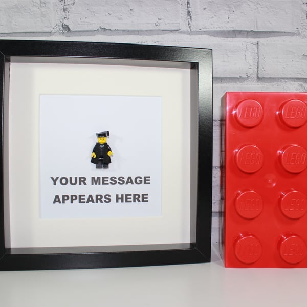 FRAMED GRADUATE MINIFIGURE - LEGO - ADD A MESSAGE - PERSONAL AND UNIQUE GIFT