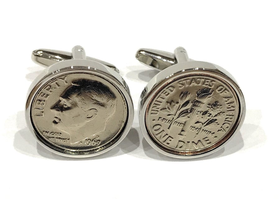 1990 American Dime coin cufflinks, 31st birthday gift, 1990 birthday gift, Gift 