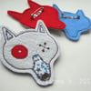 fabric brooch - zombie fox