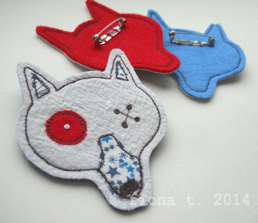 fabric brooch - zombie fox