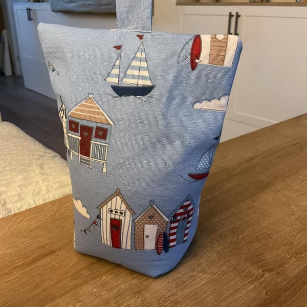 Beach Hut, Blue Canvas Doorstop