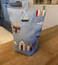 Beach Hut, Blue Canvas Doorstop