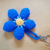 Crocheted forget-me-not keyring or bag charm