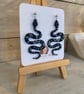 Hand painted Aztec Black Snake Earrings 
