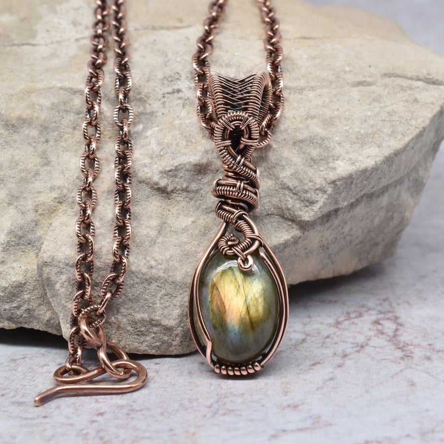 Labradorite and Copper Pendant