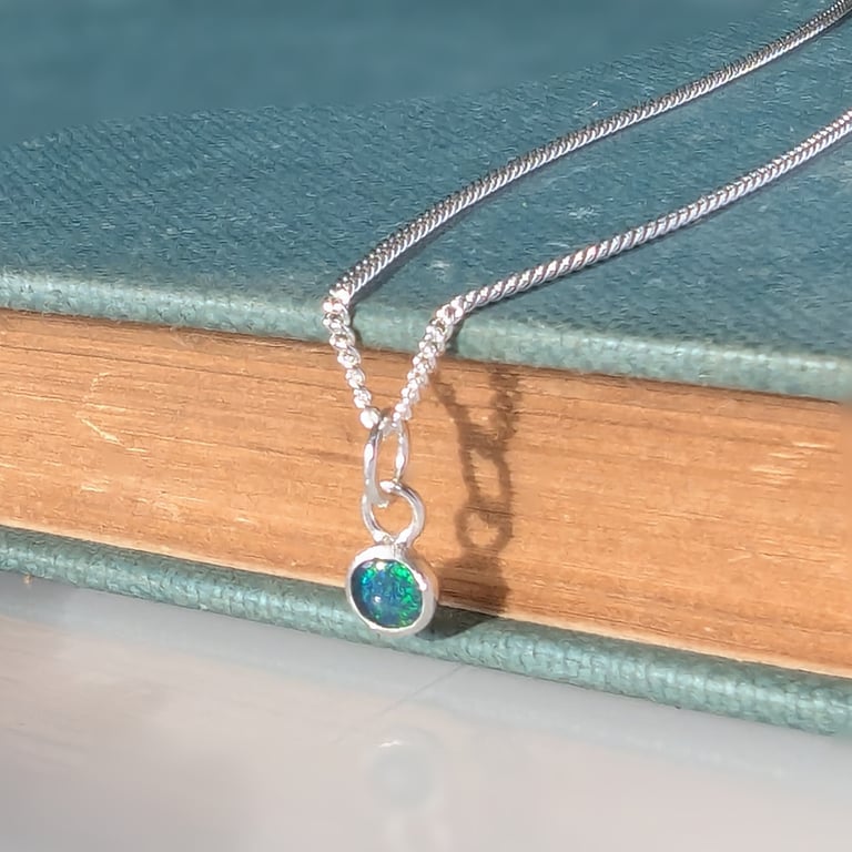 STERLING SILVER Opal Pendant, Handmade Urban Jewelelry