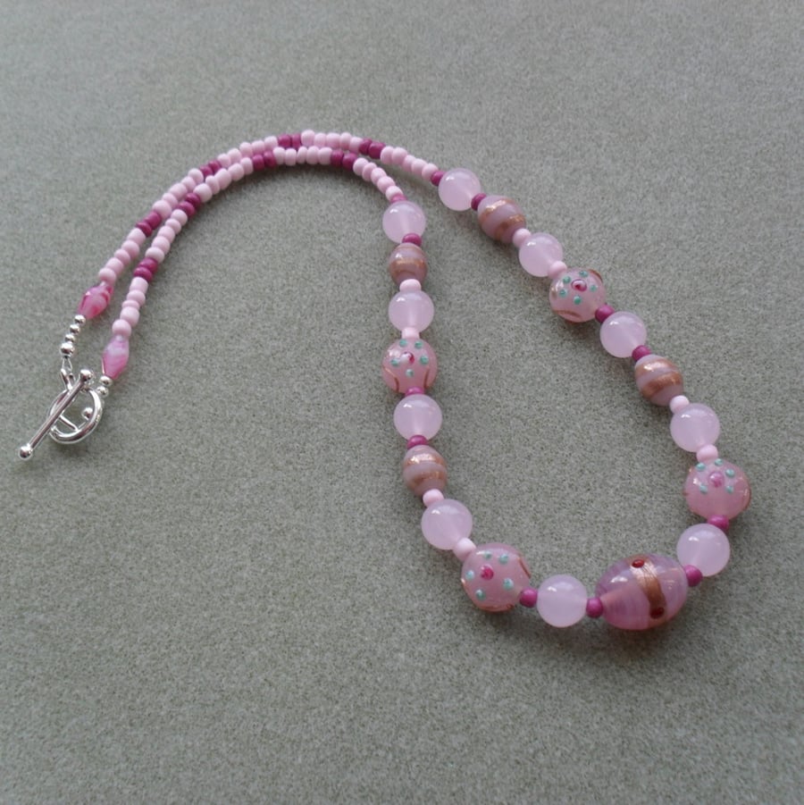 Pink Glass Beaded Necklace Stocking Filler