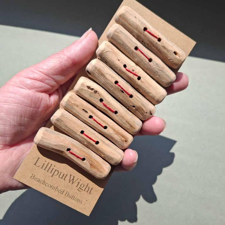 Set of eight large chunky driftwood toggle buttons