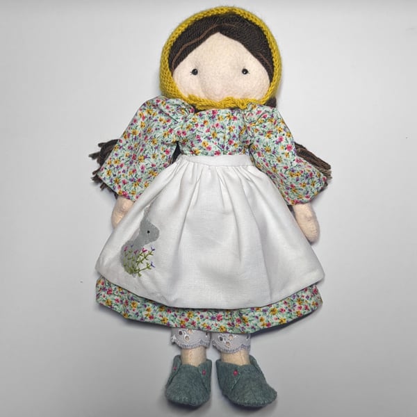 One of a kind handmade decorative doll, rag doll, cloth doll, keepsake