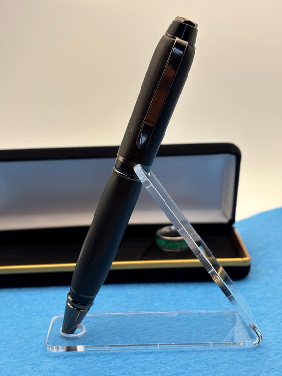 Handmade Ballpoint Pen in Ancient Bog Oak Wood - Unique Gift, Large Pen