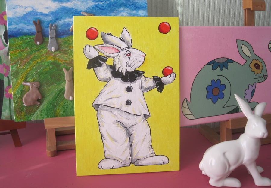 Rabbit Pierrot Clown Painting