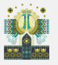 298 - Cross stitch Pattern Scandinavian style geometric folk art Peacocks - Image 3
