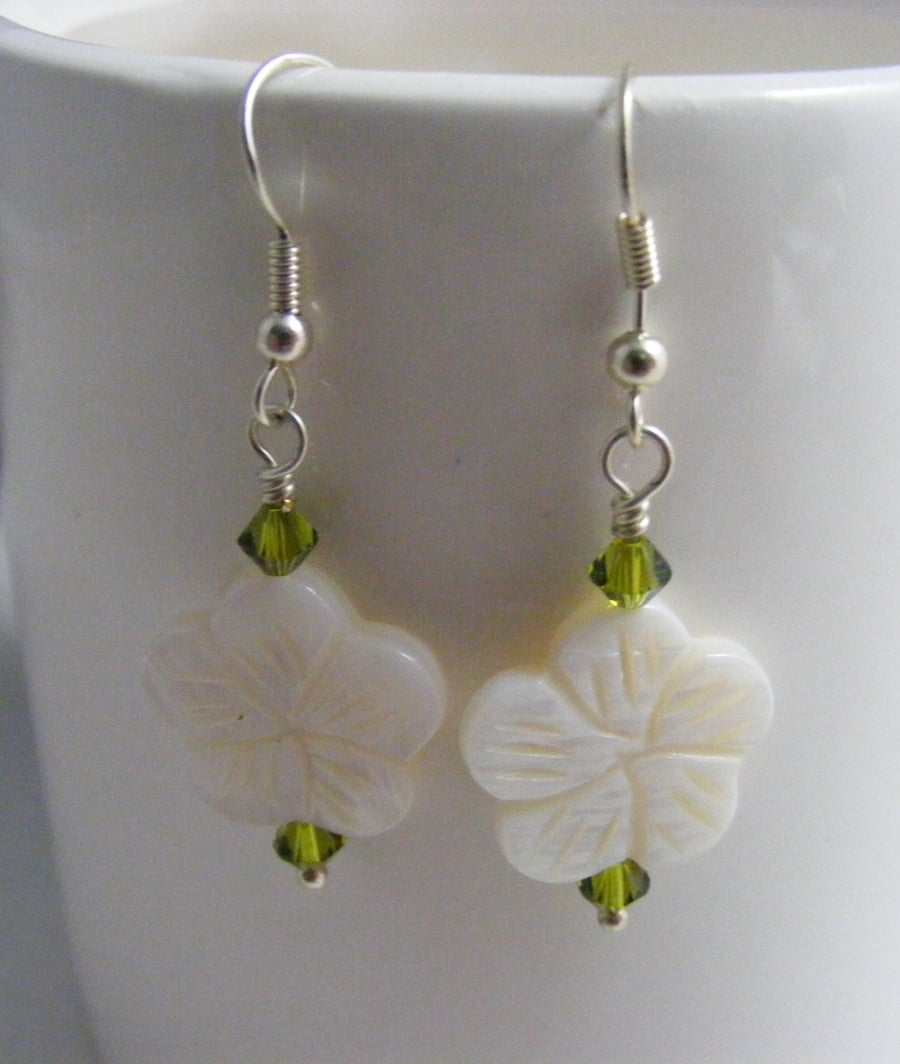 White Flower Earrings.