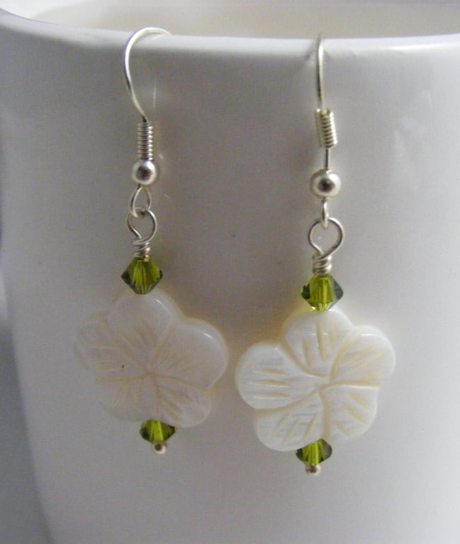 White Flower Earrings.