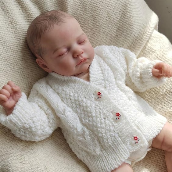 Hand Knitted Baby Cardigan White Newborn Sweater 0 to 3 Months Baby Gift