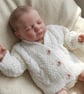 Hand Knitted Baby Cardigan White Newborn Sweater 0 to 3 Months Baby Gift - Image 1