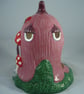 Pink Ceramic Flower Cottage Woodland House Candle Tealight Holder Ornament. - Image 2