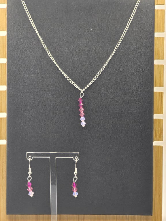 Preciosa Crystal jewellery set - Pink ombre (Necklace and Earrings)