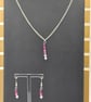 Preciosa Crystal Bracelet jewellery set - Pink ombre (Necklace and Earrings)