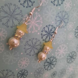 Lemon and Cream Snowman Earrings