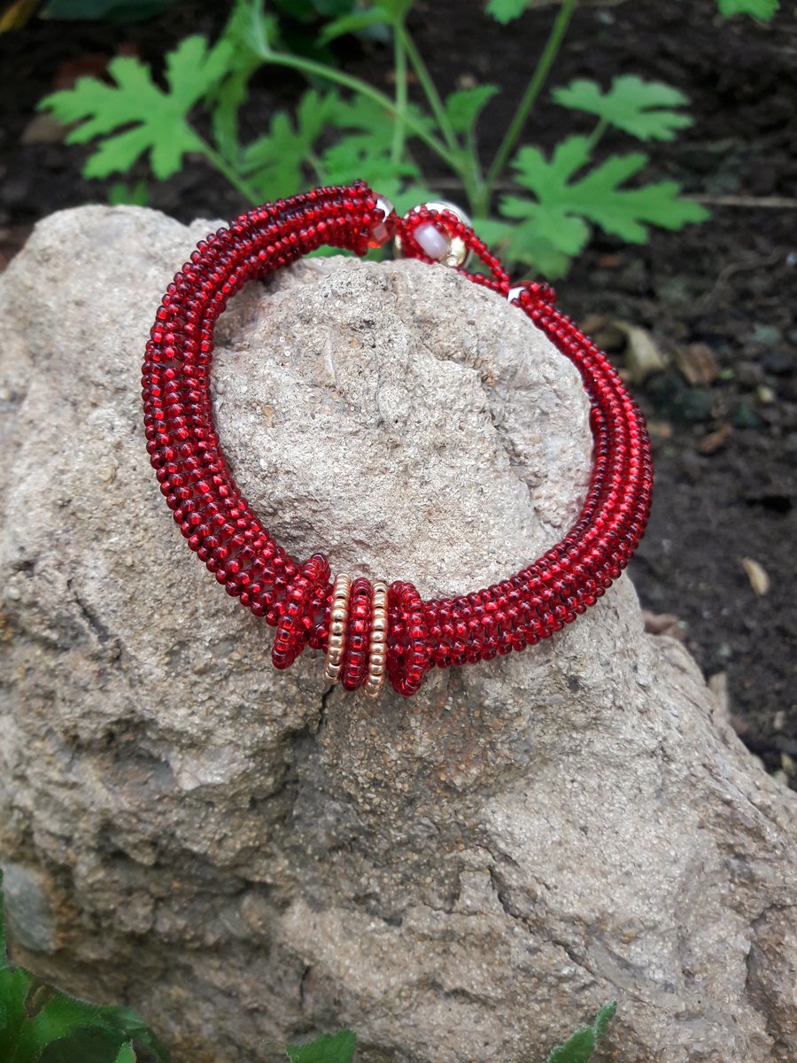 SALE 50% OFF Vibrant Red beaded Bracelet  