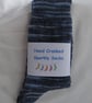 Hand-cranked Sparkly Knitted Ribbed Wool Socks Size 4 to 5 - Image 5