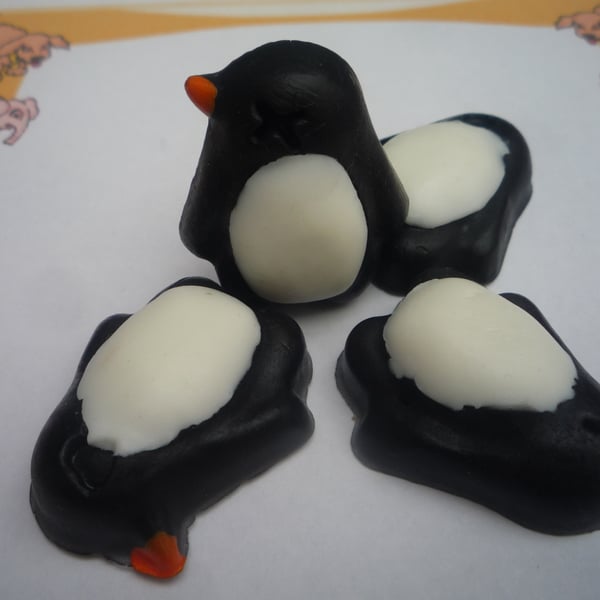 black white penguin novelty soaps x 4