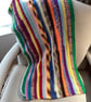 CROCHET SMALL BLANKET IN MULTICOLOURED STRIPES BABY BLANKET OR EVEN PET BLANKET