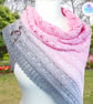 Pink and grey ombre crochet lace cotton shawl. Crochet shawl. Pink grey scarf. - Image 4