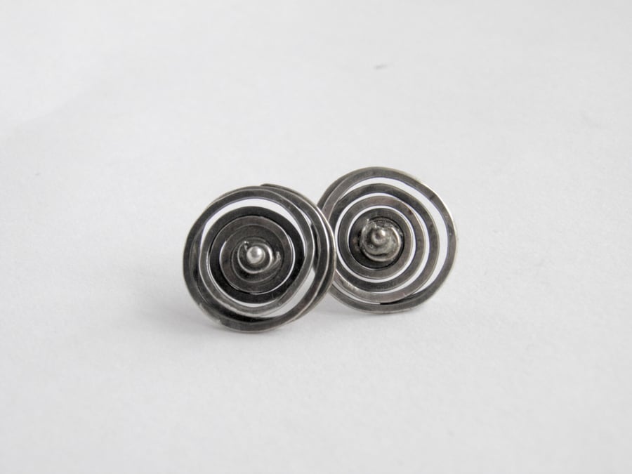 Silver Spiral Earrings - Post