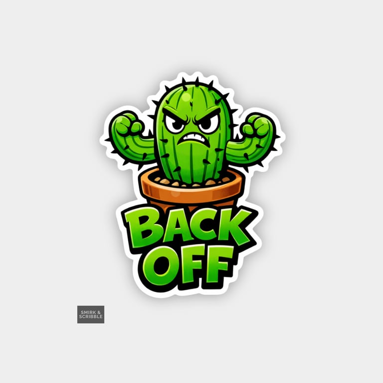 Funny Cheeky Novelty Sticker For Adults - Grumpy Cactus