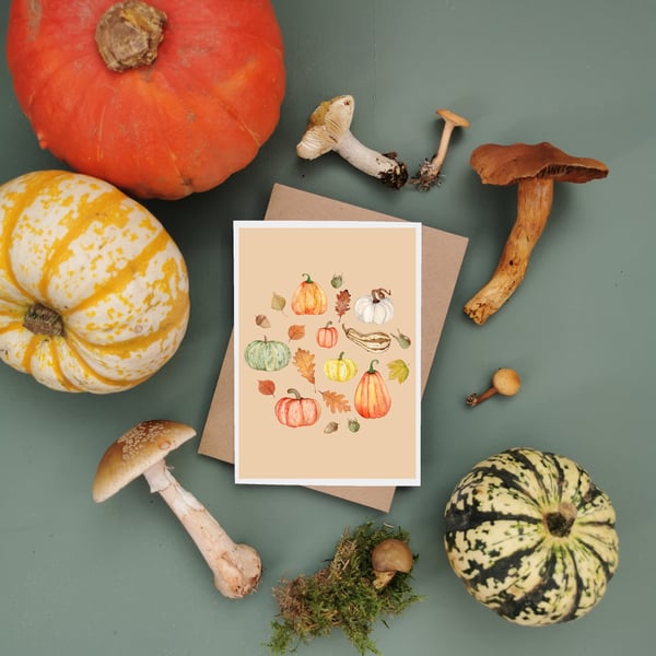 Pumpkin A6 Greetings Card, Thanksgiving Card, Pumpkin Cards