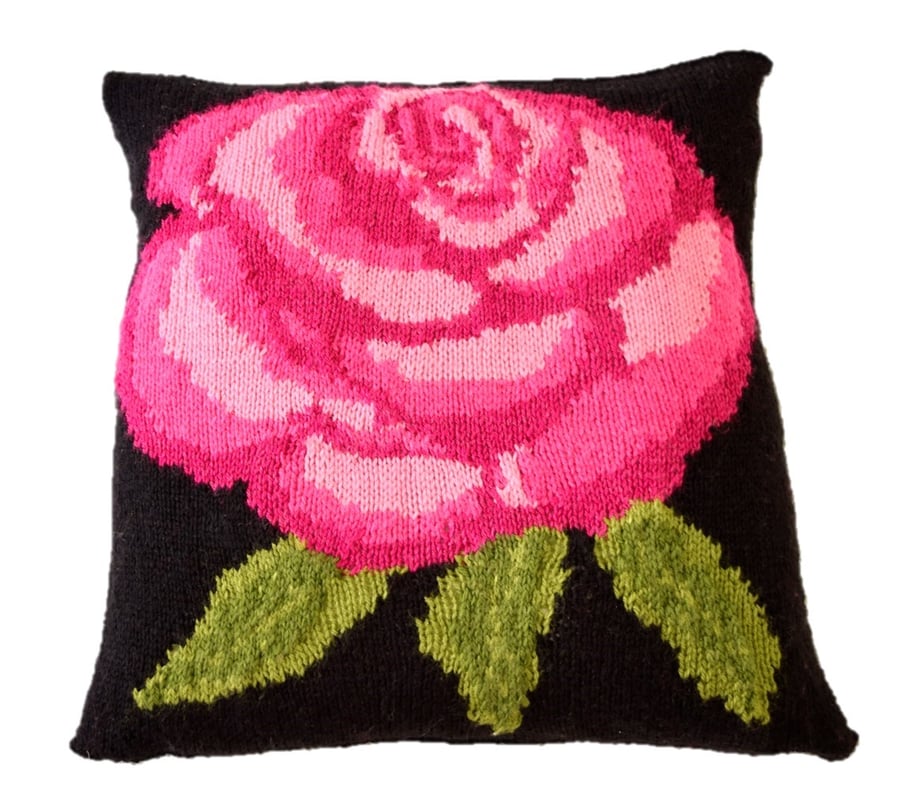 Knitting Pattern for Rose Cushion.  Digital
