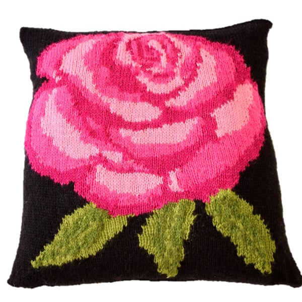 Knitting Pattern for Rose Cushion.  Digital