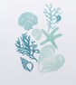 Lino print rockpool series sea shells, seaweed and pebbles seaside coastal art - Image 2