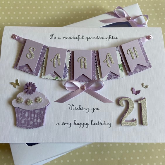 Personalised Boxed Birthday Card Any Age Daughter Granddaughter Mum 18 21 30 60 