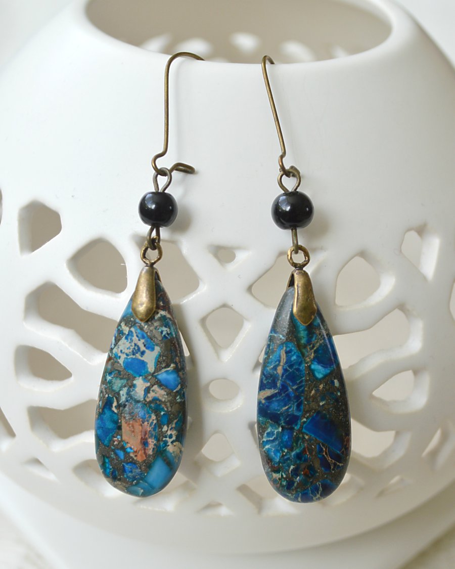 Deep Blue Jasper Earrings