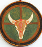 BTM005 - Buffalo Skull Totem Mandala - 15cm diameter-Green-Old Gold-Copper