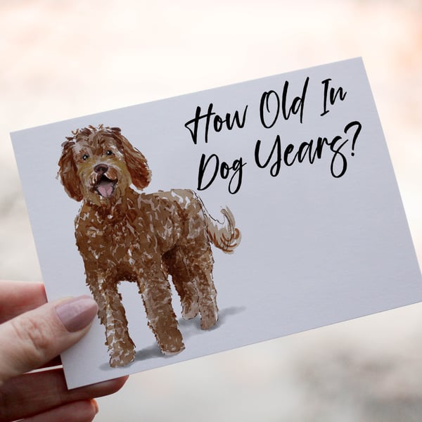 Labradoodle Dog Birthday Card, Dog Birthday Card, Personalized Dog Breed Card