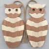 Stripy Owl Trivet in Sapele and Tulipwood