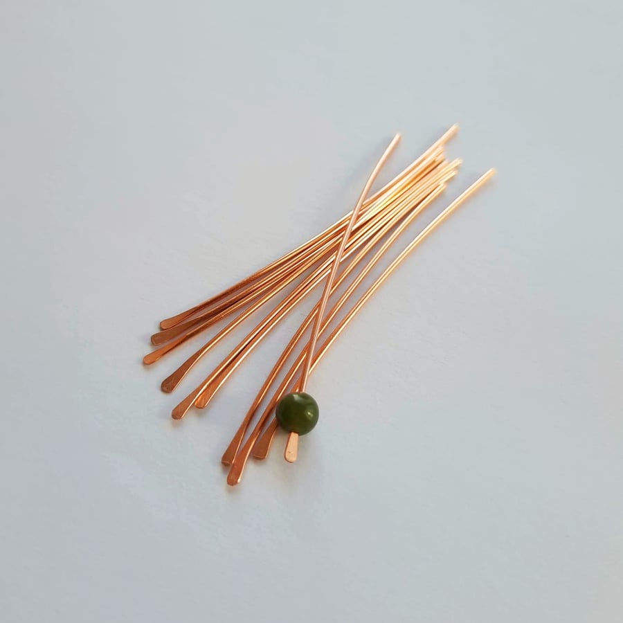Handmade Pure Copper Head Pins - Paddle End - Set of 10