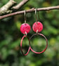  Red Copper Hoop Dangle Earrings - Image 3
