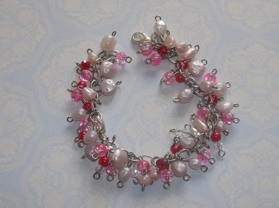Pearly Pink Charm Bracelet