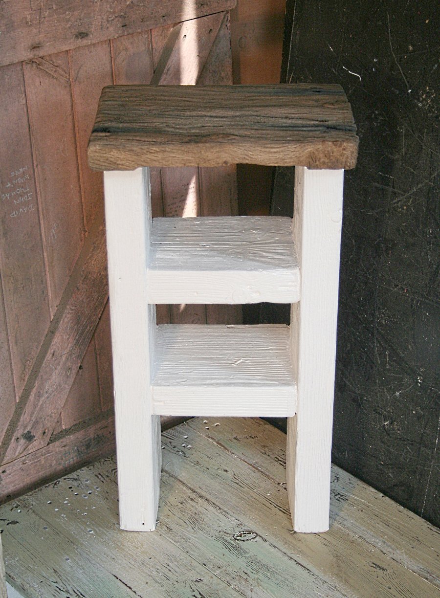 Oak & White Wood End table, Oak Side Table,Oak Console table, Oak shelf