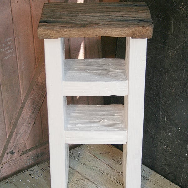 Oak & White Wood End table, Oak Side Table,Oak Console table, Oak shelf