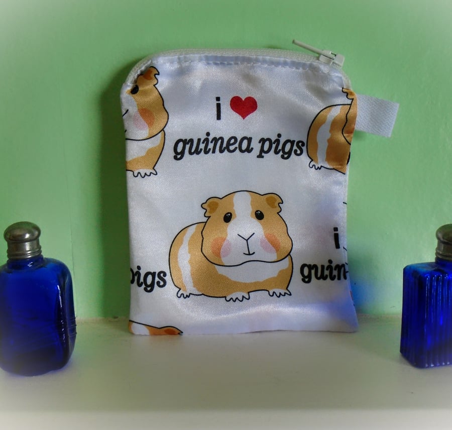 I Love Guinea Pigs Satin Coin Purse or Card Holder 