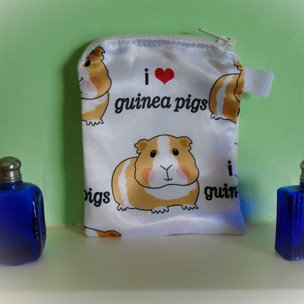 I Love Guinea Pigs Satin Coin Purse or Card Holder 